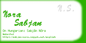 nora sabjan business card