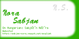 nora sabjan business card